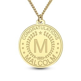 Men's Engravable 30.0mm Disc Pendant (2 Lines, 1 Initial and Year)