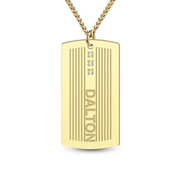 Men's Diamond Accent Engravable Striped Dog Tag Pendant (1 Line) - 22"