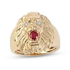 Thumbnail Image 1 of Men's Ruby and Diamond Accent Lion's Head Ring in 10K Gold