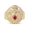 Thumbnail Image 3 of Men's Ruby and Diamond Accent Lion's Head Ring in 10K Gold