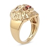 Thumbnail Image 1 of Men's Garnet and Diamond Accent Lion's Head Ring in 10K Gold