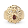 Thumbnail Image 3 of Men's Garnet and Diamond Accent Lion's Head Ring in 10K Gold