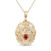 Thumbnail Image 1 of Men's Lab-Created Ruby and Diamond Accent Lion's Head Pendant in 10K Gold - 22"