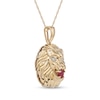 Thumbnail Image 2 of Men's Lab-Created Ruby and Diamond Accent Lion's Head Pendant in 10K Gold - 22"