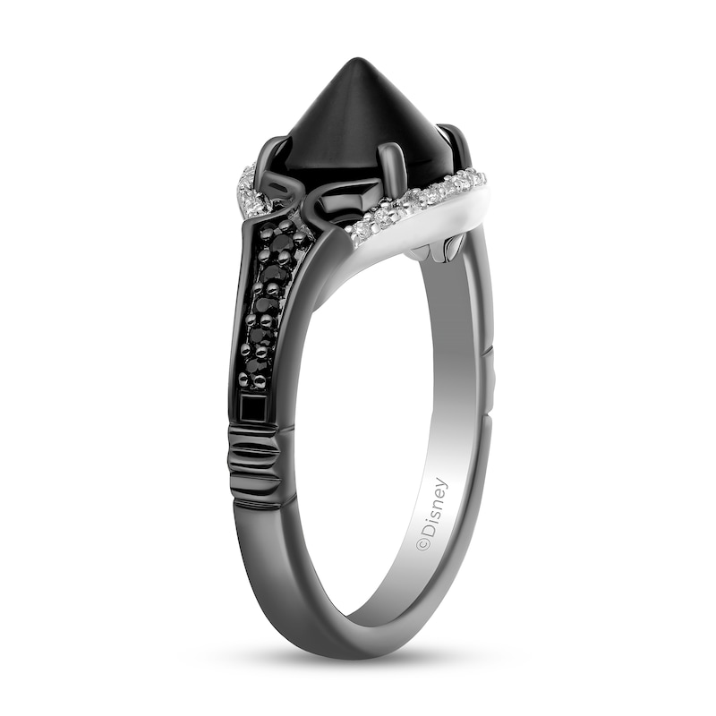 Main Image 2 of Enchanted Disney Villains Maleficent Onyx and 0.145 CT. T.W. Black and White Diamond Ring in Black Sterling Silver