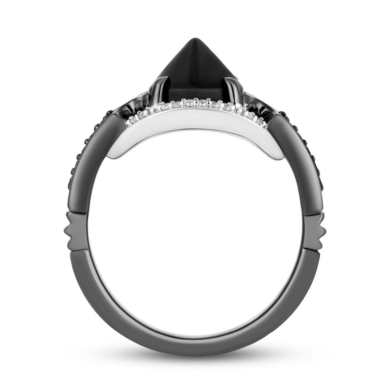 Main Image 3 of Enchanted Disney Villains Maleficent Onyx and 0.145 CT. T.W. Black and White Diamond Ring in Black Sterling Silver