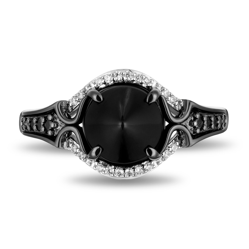 Main Image 4 of Enchanted Disney Villains Maleficent Onyx and 0.145 CT. T.W. Black and White Diamond Ring in Black Sterling Silver