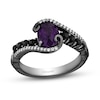 Thumbnail Image 0 of Collector's Edition Enchanted Disney The Little Mermaid Oval Amethyst and Diamond Bypass Ring in Black Sterling Silver