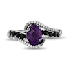 Thumbnail Image 3 of Collector's Edition Enchanted Disney The Little Mermaid Oval Amethyst and Diamond Bypass Ring in Black Sterling Silver