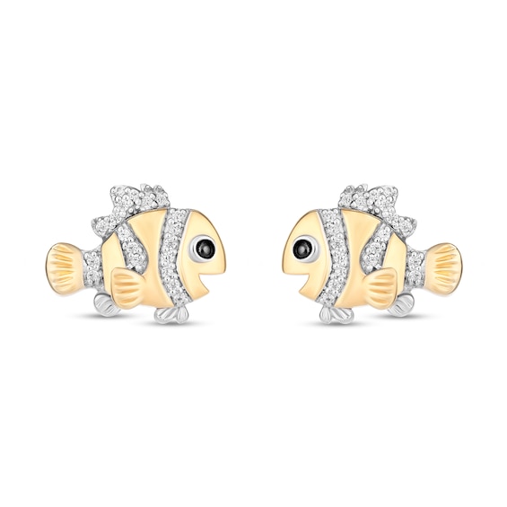 Disney Treasures Finding Nemo 0.065 CT. T.W. Diamond Stud Earrings in Sterling Silver and 10K Gold