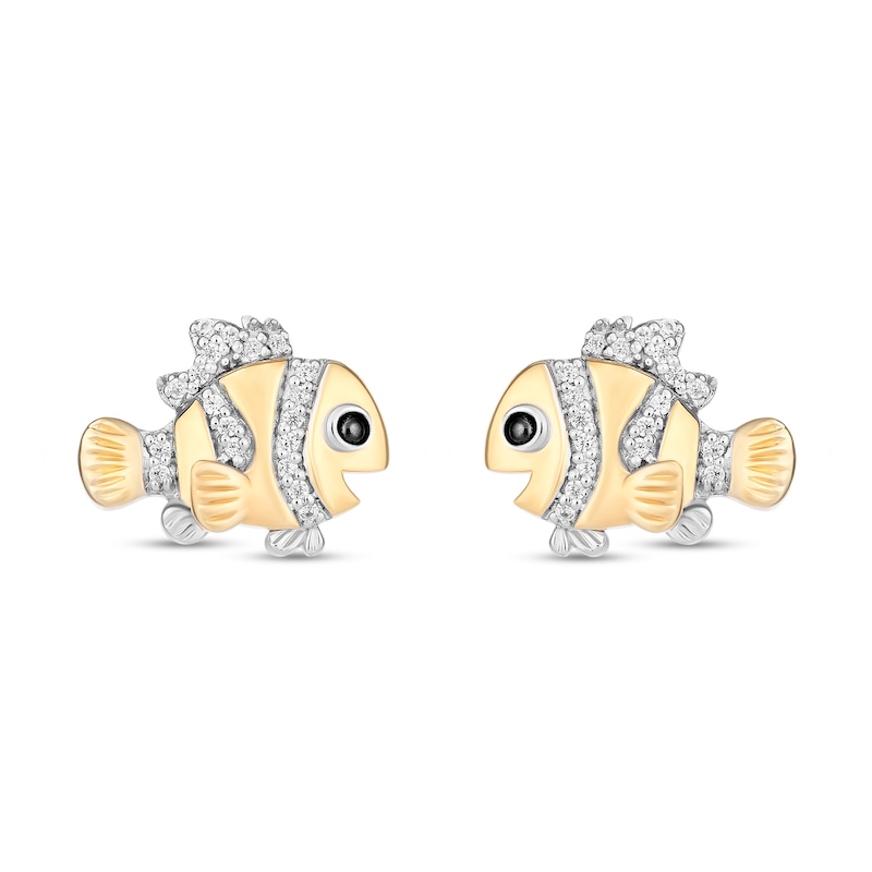 Disney Treasures Finding Nemo 0.065 CT. T.W. Diamond Stud Earrings in Sterling Silver and 10K Gold