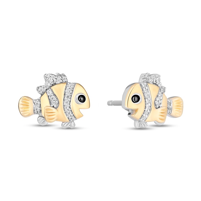 Disney Treasures Finding Nemo 0.065 CT. T.W. Diamond Stud Earrings in Sterling Silver and 10K Gold