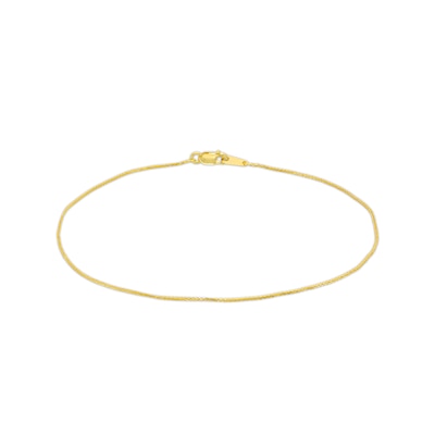 0.85mm Wheat Chain Anklet in Solid 10K Gold - 10"