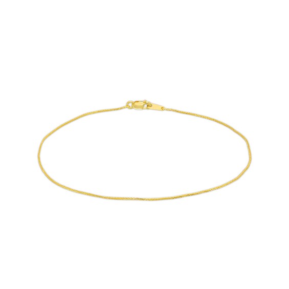 0.85mm Wheat Chain Anklet in Solid 10K Gold - 10"