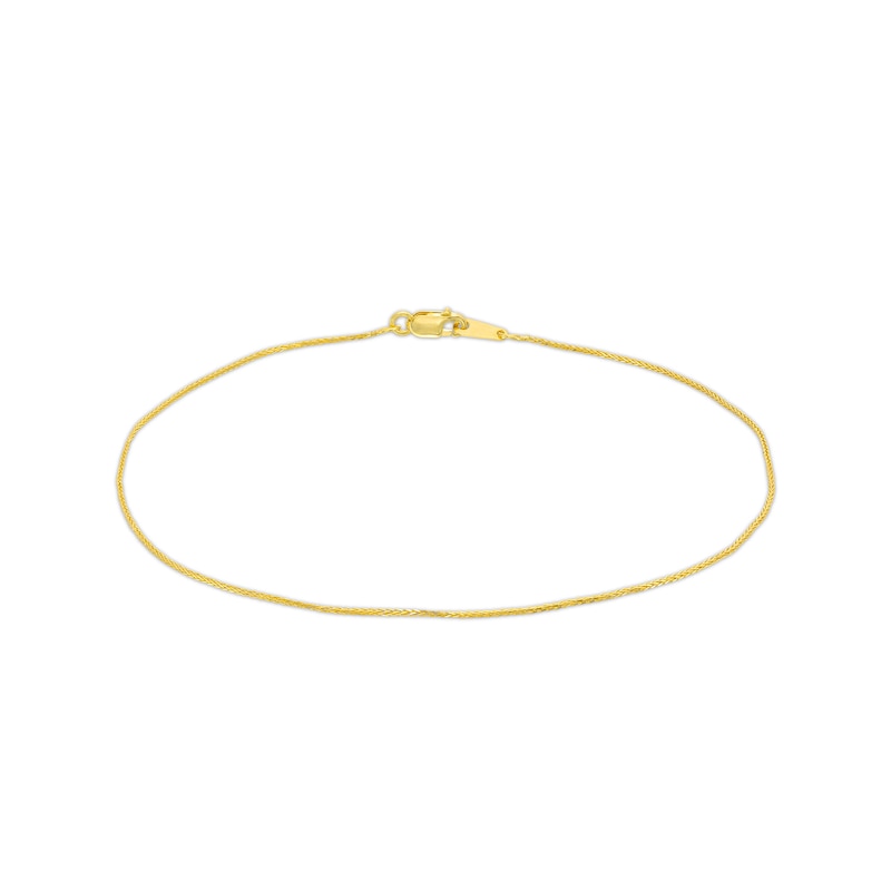 0.85mm Wheat Chain Anklet in Solid 10K Gold - 10"|Peoples Jewellers