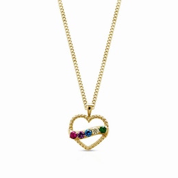 Gemstone Banner Heart Pendant (1-5 Stones)