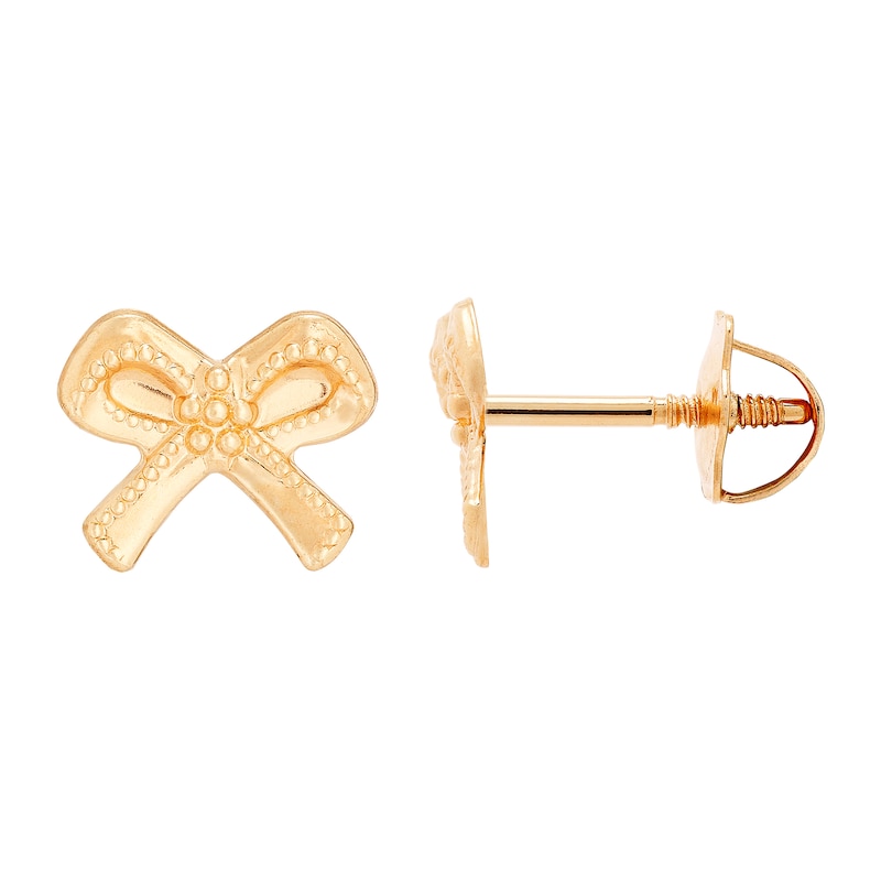 Main Image 1 of Child's Bow Stud Earrings in 14K Gold