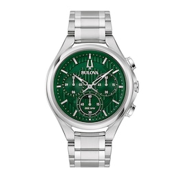 Men's Bulova CURV Collection Chronograph Watch with Green Dial (Model: 96A297)