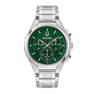 Men's Bulova CURV Collection Chronograph Watch with Green Dial (Model: 96A297)