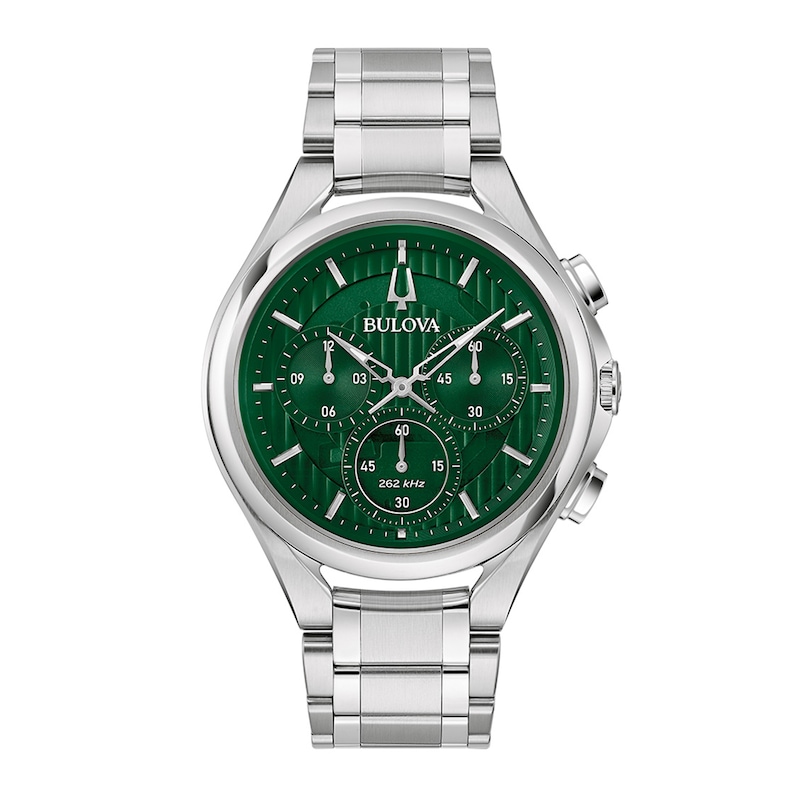 Main Image 1 of Men's Bulova CURV Collection Chronograph Watch with Green Dial (Model: 96A297)