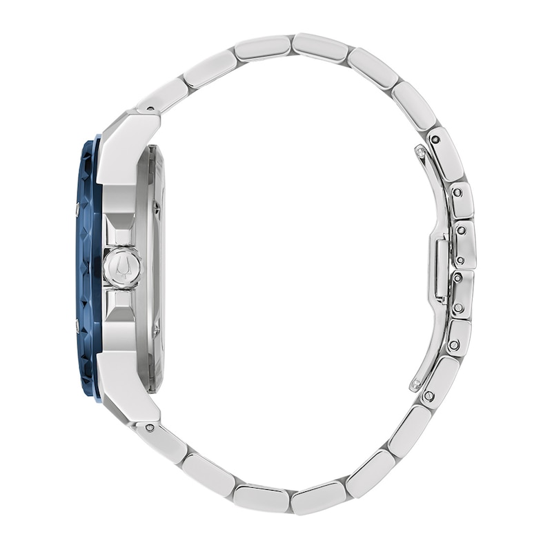 Main Image 2 of Men's Bulova Marine Star Automatic Watch with Textured Blue Dial (Model: 98A302)