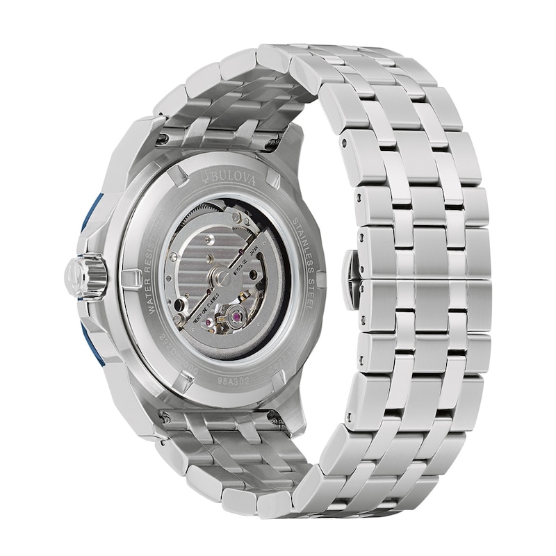 Main Image 3 of Men's Bulova Marine Star Automatic Watch with Textured Blue Dial (Model: 98A302)