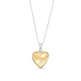 Filigree 16.0mm Heart-Shaped Locket in Sterling Silver and 10K Gold