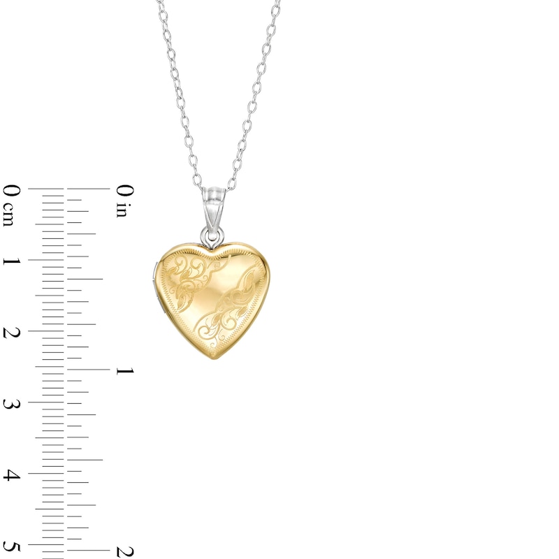 Filigree 16.0mm Heart-Shaped Locket in Sterling Silver and 10K Gold|Peoples Jewellers