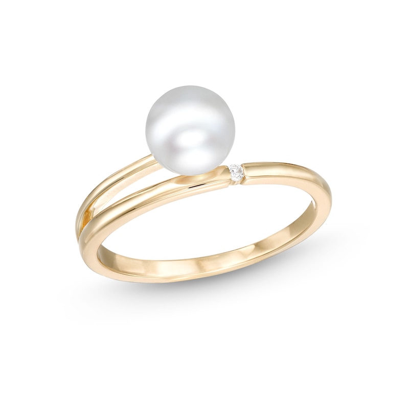 Cultured Freshwater Pearl and Diamond Accent Wrap Ring in 10K Gold ...