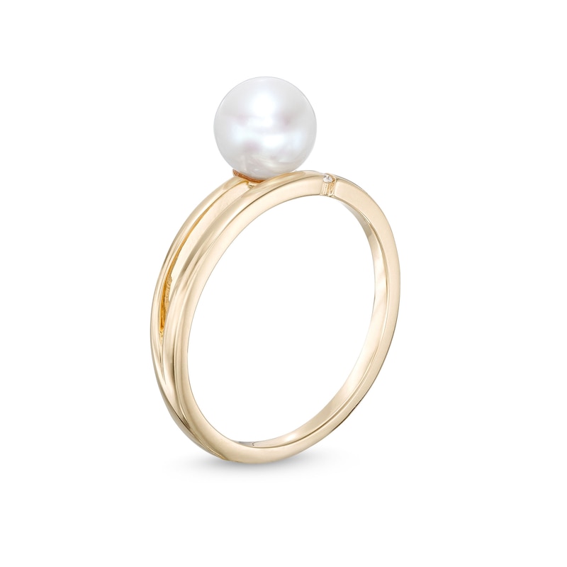Main Image 3 of Freshwater Cultured Pearl and Diamond Accent Wrap Ring in 10K Gold