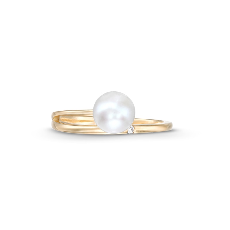 Cultured Freshwater Pearl and Diamond Accent Wrap Ring in 10K Gold