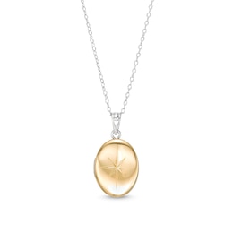 North Star 20.0mm Oval-Shaped Locket in Sterling Silver and 10K Gold