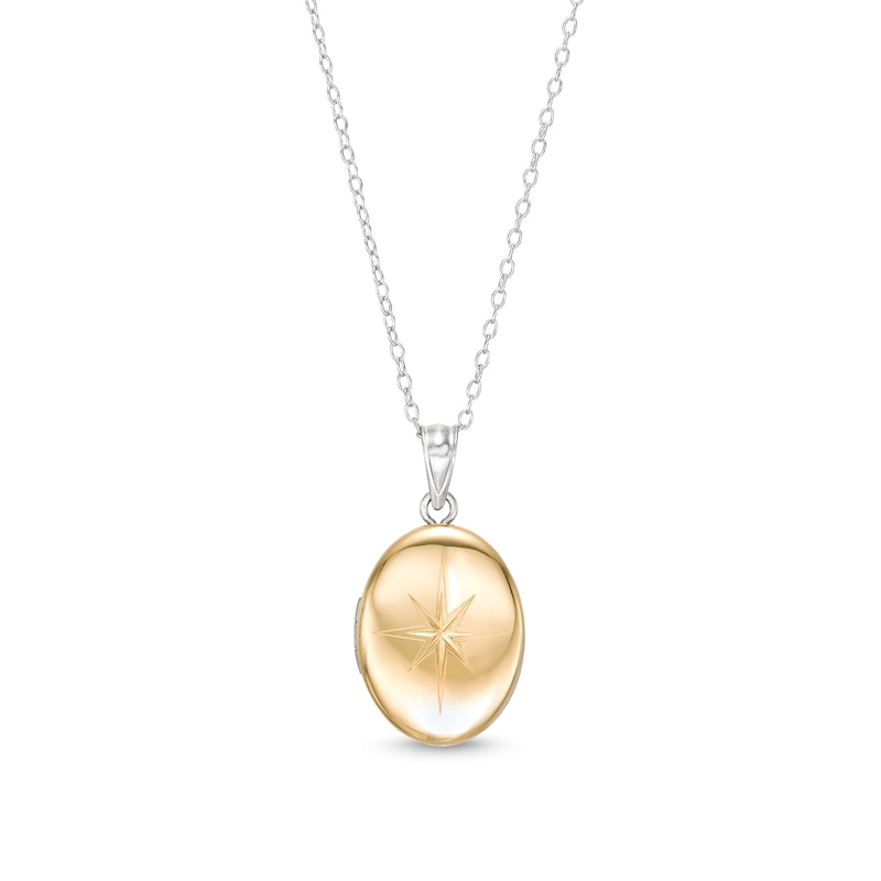 North Star 20.0mm Oval-Shaped Locket in Sterling Silver and 10K Gold