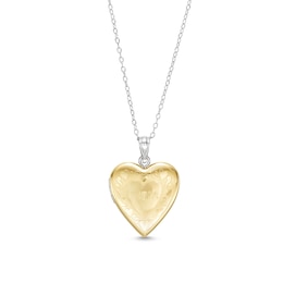 Filigree with &quot;mom&quot; 20.0mm Heart-Shaped Locket in Sterling Silver and 10K Gold