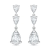 Pear-Shaped White Lab-Created Sapphire Three Stone Dangle Drop Earrings in Sterling Silver