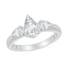 Thumbnail Image 0 of Pear-Shaped White Lab-Created Sapphire Three Stone Ring in Sterling Silver