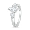 Thumbnail Image 1 of Pear-Shaped White Lab-Created Sapphire Three Stone Ring in Sterling Silver