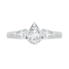 Thumbnail Image 2 of Pear-Shaped White Lab-Created Sapphire Three Stone Ring in Sterling Silver