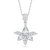 Multi-Shaped White Lab-Created Sapphire Flower Drop Pendant in Sterling Silver