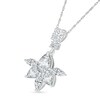 Multi-Shaped White Lab-Created Sapphire Flower Drop Pendant in Sterling Silver