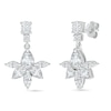 Multi-Shaped White Lab-Created Sapphire Flower Drop Earrings in Sterling Silver