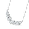 Thumbnail Image 2 of Tilted Marquise White Lab-Created Sapphire Necklace in Sterling Silver