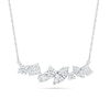 Multi-Shaped White Lab-Created Sapphire Cluster Line Necklace in Sterling Silver