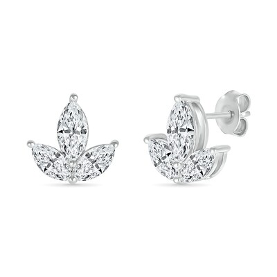 Marquise White Lab-Created Sapphire Trio Stud Earrings in Sterling Silver