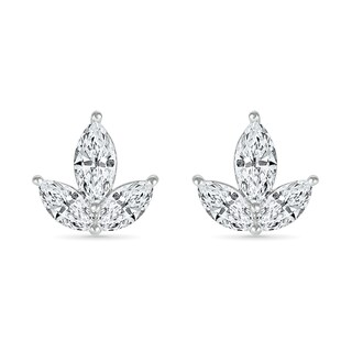 Marquise White Lab-Created Sapphire Trio Stud Earrings in Sterling Silver