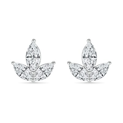 Marquise White Lab-Created Sapphire Trio Stud Earrings in Sterling Silver