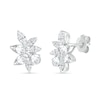 Marquise and Pear-Shaped White Lab-Created Sapphire Cluster Stud Earrings in Sterling Silver