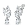 Marquise and Pear-Shaped White Lab-Created Sapphire Cluster Dangle Drop Earrings in Sterling Silver
