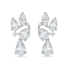 Marquise and Pear-Shaped White Lab-Created Sapphire Cluster Dangle Drop Earrings in Sterling Silver