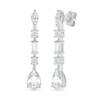 Multi-Shaped White Lab-Created Sapphire Art Deco Drop Earrings in Sterling Silver